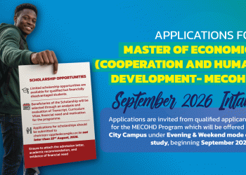 APPLICATIONS FOR MASTER OF ECONOMICS (COOPERATION AND HUMAN DEVELOPMENT- MECOHD) SEPTEMBER 2026 INTAKE